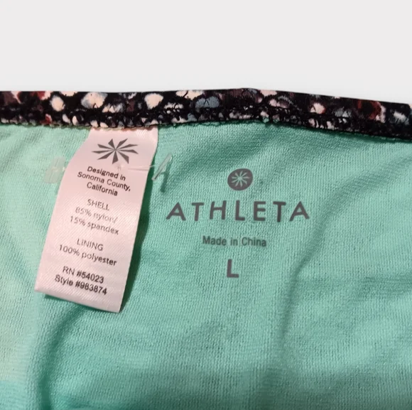 😘ATHLETA WOMEN'S SIZE LARGE FLOWER PRINT BLACK SWIM ATHLETIC BIKINI BOTTO… - Picture 2 of 5